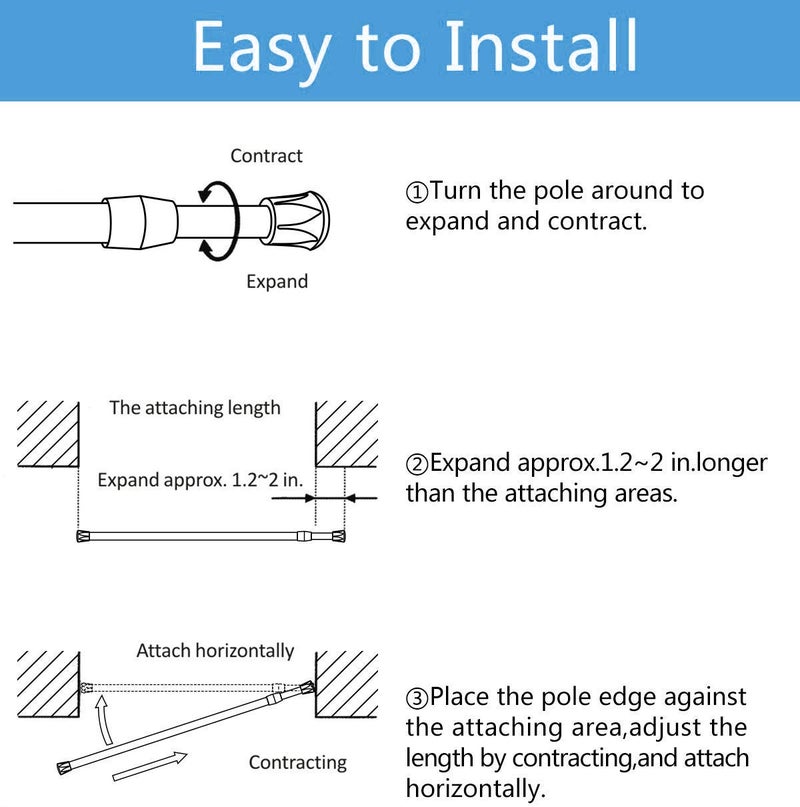AIZESI Spring Tension Curtain Rods Short Tension Rod (Wood, 16" to 28"-2Pcs, Optimum Scope of Application 16 to 24 inch, Can't Hang Heavy Curtains) - Image 5